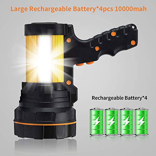 Hellste Led Taschenlampe usb Aufladbar Extrem Hell Handscheinwerfer mit Grosse 4 Batterie 10000Mah Akku Handlampe Batteriebetrieben Wiederaufladbar Stark Suchscheinwerfer Scheinwerfer Boot