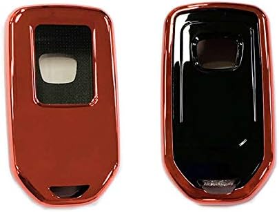 Key Fob Cover Case Fit for 4/5/6 Buttons Keyless Entry of Honda 2015-Up Civic Accord Fit Pilot CR-V Odyssey (Red(key cover+key chain))