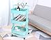 3-Tier Metal Mesh Storage Shelf Utility Rolling Cart with Removable Handle and Plug, Indoor or Outdoor Storage Organizer, Turquoise