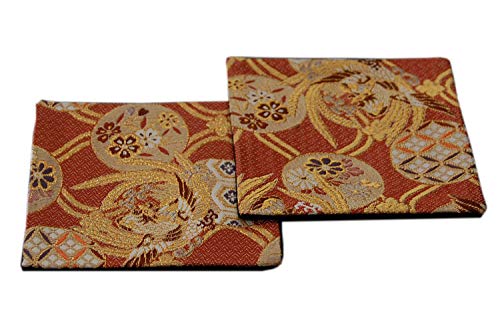 SHINSENDO KIMONO COASTER Japanese traditional fabrics Kinran 2 sheets set (Pattern name: Houoh