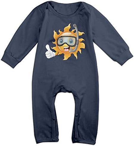 Diving Sun Long Sleeve Printed Newborn Baby Bodysuits Onesies Romper Navy