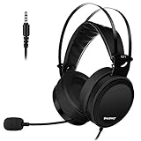 Lightweight PS4 Xbox One Gaming Headset Stereo with Microphone Mute 3.5mm Wired Over Ear Computer Headphones Volume Control Flexible Headband for PC, Laptop, Tablet, Mac, Chat, Video Conference -Black
