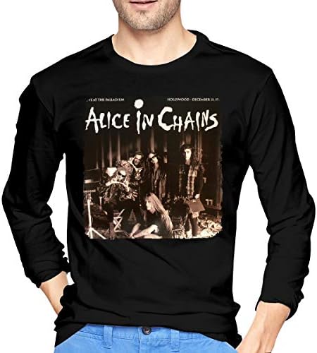 JAY QUINN Mens Classic Alice in Chains Long Sleeve Tee Black
