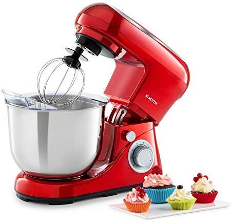 Klarstein Bella Pico 2G - Robot da Cucina, Mixer, Impastatrice, 1200 W / 1,6 PS, 6 Livelli, Sistema di Miscelazione Planetario, Ciotola in Acciaio Inox da 5L, Rosso