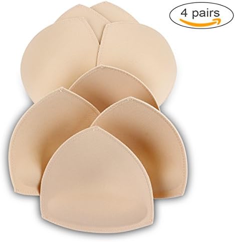 Bra Pad Inserts 4 Pairs,Sermicle Vekey Bra Pads Sewed Massaged for Sports Bra A/B Cup Beige or Black Optional