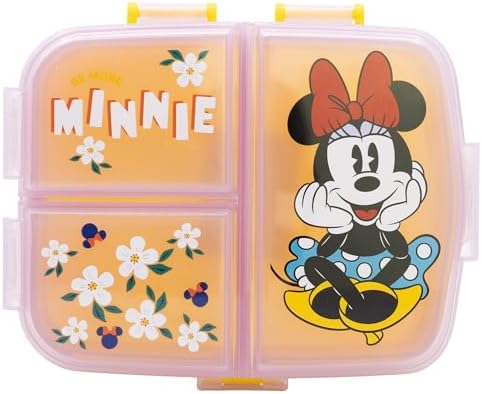 Fiambrera Infantil Minnie Mouse con 4 Compartimentos 1944ml - Sandwichera Multiple XL Libre de BPA para Niños y Niñas - Lonchera Escolar con Cierre Seguridad