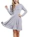 Meaneor Women's Elegant Solid Long Sleeve Scoop Neck Fit and Flare Mini Dress