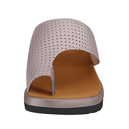 TnaIolral Women Sandals Thick Bottomed Sandal Shoes Wedge Heel Clip Toe Summer Beach Shoes (US:8.5, Gray) - Thumbnail 3