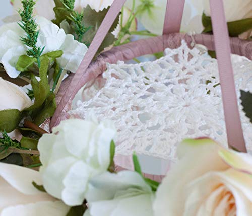 Floral Crib Mobile Baby Chandelier Flower Dreamcatcher Baby Girl Ivory Mobile for Crib Bohemian Nursery Decor Diam 14 inch(35 cm) Baby Shower Gift - Thumbnail 3