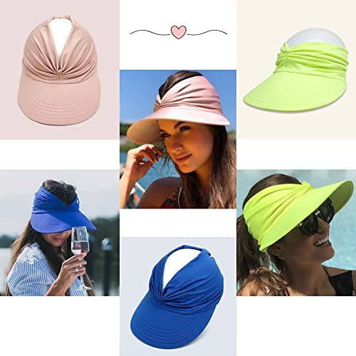 Sombrero Con Visera De Ala Ancha Para Mujer, Sombreros Para El Sol De Verano Upf 50+, Protección Uv, Sombreros De Playa, Visera De Golf Plegable Para Mujer, Gorra De Playa Con Cola De Caballo (Negro)