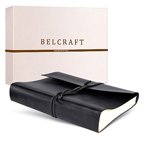 Tivoli Large Recycled Leather Photo Album, Handmade Classic Italian Style, Including Special Box, A4 (23x30 cm) Black by Belcraft