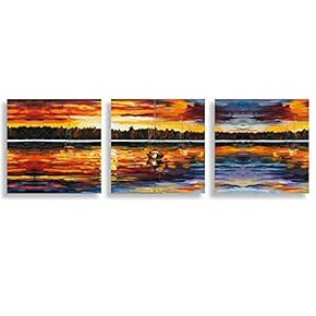 3 Piece Canvas Wall Art for Living Room Bedroom Home Artwork Romantic Autumn Scenery Paintings Ready to Hang - 12"x12"x3 Panels