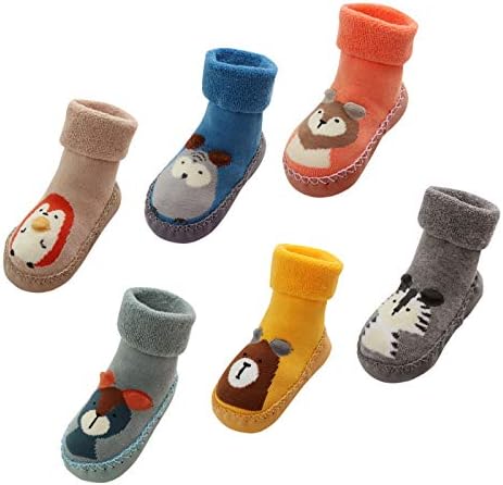 Liuchenghang 6 Lots De Pairs Bebe Chaussons Chaussette Fille Garcon Semelles Antiderapant Souple Chaude En Coton Respirant Interieur Confortable 2 3ans Hiver 14cm Amazon Fr Vetements Et Accessoires
