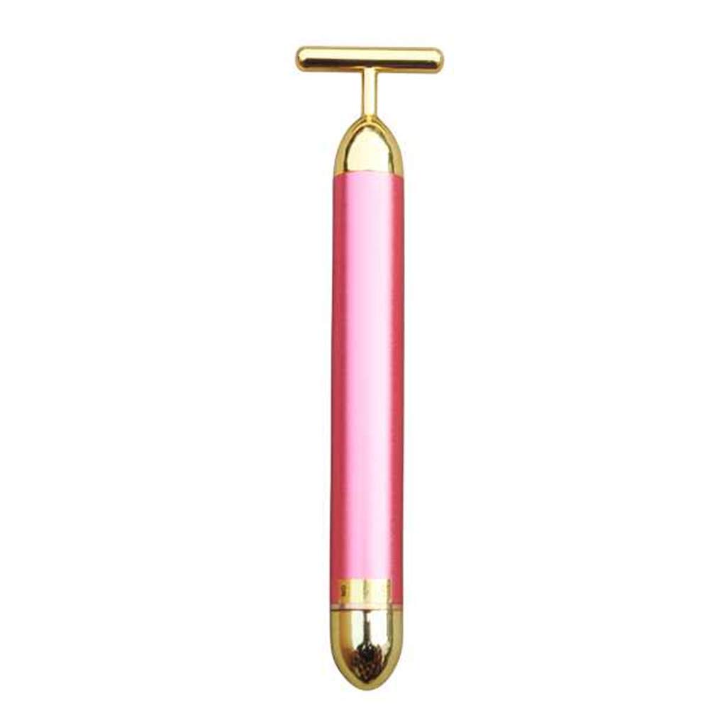Beauty Bar T Jade Head - Fire Eyes-DIY Energy 24K Gold Pulse Face Wrinkles Massager Facial Body Skin Care Vibrating Massage Tools Birthday Gift (Red)