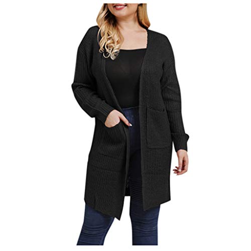 Fainosmny Women Plus Size Knitted Sweater Open Cape Casual Coat Blouse Kimono Jacket Cardigan Winter Ladies Outwear Black - Thumbnail 7