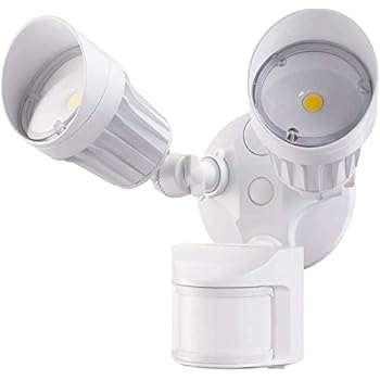 LEONLITE 2 Head LED Outdoor Security Floodlight Motion Sensor, Newly Designed 3 Lighting Modes, ETL & DLC Listed, 1800lm, Waterproof IP65 for Yard, Deck, Porch, 5-Year Warranty, 5000K Daylight, White