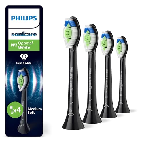 Philips Sonicare W2 Optimal White Original Replacement Brush Heads, Black, Pack of 4, HX6064/88