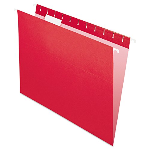 Pendaflex Pastas suspensas recicladas, tamanho carta, vermelho, corte 1/5, 25/BX (81608)