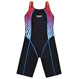 Perfashion Children Girl's Splice Athletic One-Piece Swimsuits Competive Legsuit Full Knee Length Swimsuit