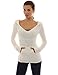PattyBoutik Women Hoodie Long Sleeve Open Stitch Sweater (Off-White Small)