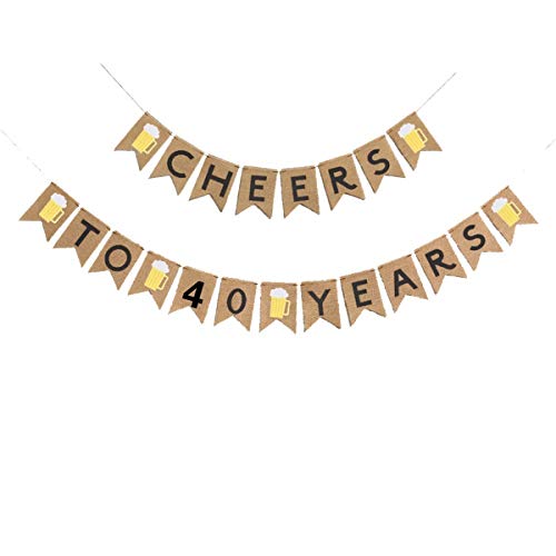 Cheers-to-40-Years-Banner-Burlap-40th-Birthday-Letter-Pull-Flag-Party-Beer-Party-Banner-Arrangement-Decoration-51X71inch40th-Years-Banner