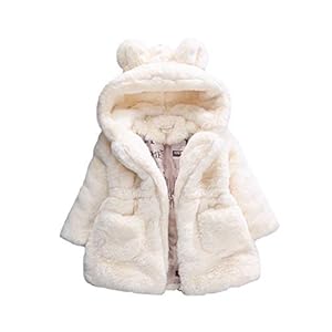 DorkasDE Meisjesmantel, winterjas, imitatiebont, warme jas met capuchon