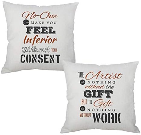 Wencal Motto Inspirational Words Throw Pillow Case Farmhouse Cushion Cover 18 x 18 Inch Pack of 2
