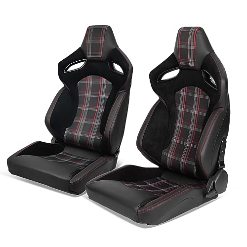 IKON MOTORSPORTS, Universal Racing Seats Pair with Dual Sliders ...