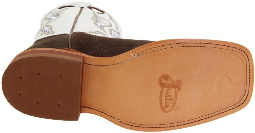 Justin Boots Men's U.S.A. Bent Rail Collection 13" Boot Wide Square Double Stitch Toe Leather Outsole,Chocolate Bisonte/White Classic,13 D US