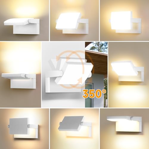 GXXG 3 Pieces 40W LED Wall Light Outdoor Indoor IP65, Adjustable Wall Lights Modern Aluminium Wall Lamps for Gardens, Anthracite, 4000LM, Warm White 3000K, IP65 Waterproof
