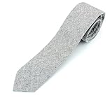 Men's Chambray Cotton Skinny Necktie Tie Textured Distressed Style - 04 - Grey