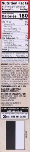 ATKINS CARAMEL CHOCOLATE NUT ROLL SNACK BAR, PROTEIN SNACK, HIGH IN FIBER, 2G SUGAR, 8 COUNT