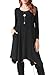 Invug Women Casual Loose Soft Crewneck Long Sleeve Pockets Swing T-shirt Dress Black XXL