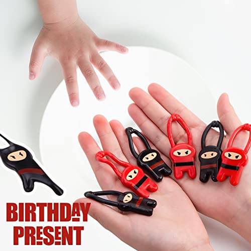 AMOR PRESENT 50PCS Slingshot Ninja Toys, Funny Finger Toys Stretchy Flying Ninjas Red Black Great Birthday Gift Party Favors Idea