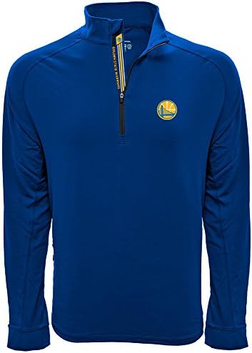 Levelwear LEY9R NBA Golden State Warriors Men's Peak Banner Stripe Quarter Zip Mid-Layer Apparel, Royal Blue, Medium