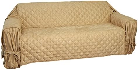 Floppy Ears Design Waterproof Full Coverage Faux Suede Microfiber Stay in Place Couch Protector Furniture Cover (Large Three Cushion Couch, Tan)
