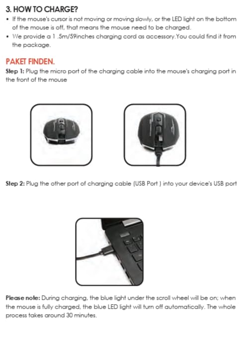 Wireless Gaming Mouse Bluetooth Mouse RGB Rechargeable 2.4G USB Cordless Computer Mice with 7 Color Backlit, 6 Buttons & Silent Click for Laptop, iPad, Mac OS, PC, Windows -Black