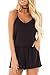 REORIA Womens Casual Summer One Piece Sleeveless Spaghetti Strap Playsuits Short Jumpsuit Beach Rompers Black Medium