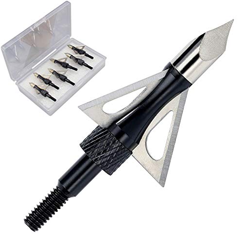 Maifield Archery Broadheads 100 Grain Bowhunting Arrow Head 3 Fixed Blades 6 Pack for Small Game Crossbows and Compound Bow Arrows