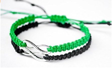 Infinity Bracelet Couple Bracelets His and Hers Bracelet for Anniversary, Christmas, Valentine Day (Green&amp;black)