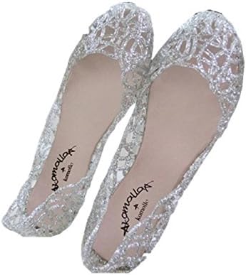 Suppersupplier Women's Bird Nest Layered Lines Jelly Flat Sandals (6.5 B(M) US, Silver)