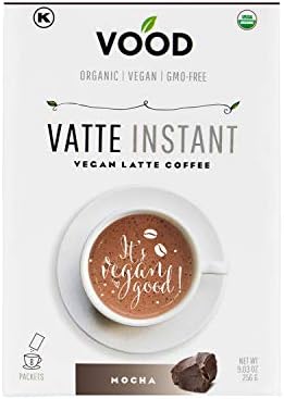 Vatte Instant by VOOD - 100% Vegan & Organic Instant Coffee Latte - Mocha Flavor - 8 x Single Serve Packets - Gluten-free, Soy-free, Dairy-free, GMO-free & Kosher - Best Gourmet Drinks Powder