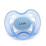 Philips AVENT Personalized Pacifiers by Pacidoodle CUSTOMIZE NOW Engraved with YOUR BABY'S NAME OR MONOGRAM (Blue & White 0-6m)
