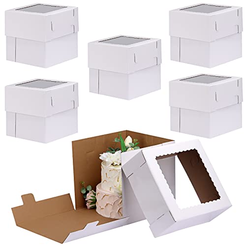 Moretoes 6 Pack Tall Cake Boxes for Tier Cakes, 12x12x12 Inches Tiered