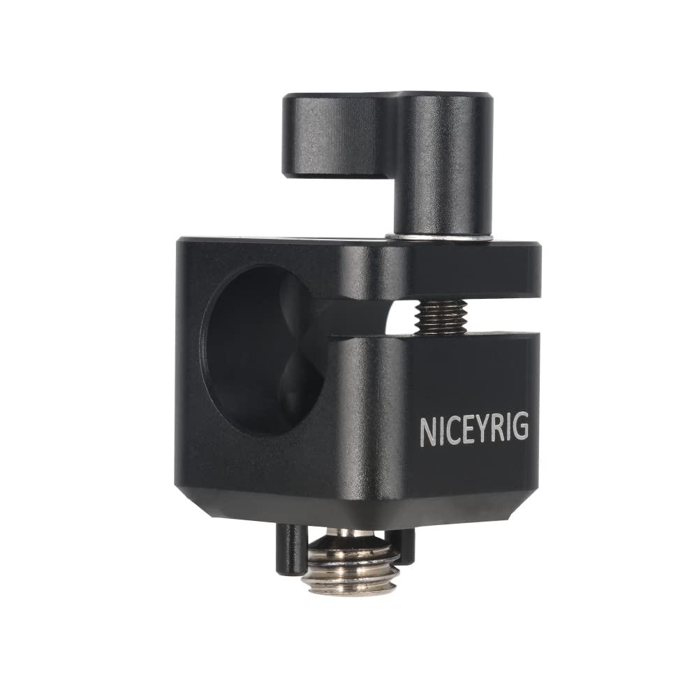 NICEYRIG 15mm Rod Holder,15mm Single Rod Clamp to Cold Shoe Compatible with 3/8" Locating Threaded Screw for EVF Mount Follow Focus Microphone - 494