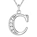 SWOPAN Initial 26 Letters Alphabet Personalized Monogram Name Charms Pendant Necklace Women Silver Link Chain Jewelry Cubic Zirconia A-Z