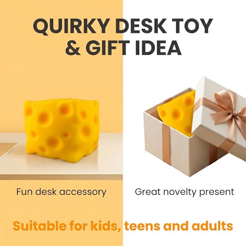 Plimto Giant Cheese Squishy Toy, 10cm Jumbo Slow Rising Stress Ball, 400g TPR Outer Layer with EVA Foam Filling, Soft Sensory Fidget Toy for Kids, Teens & Adults, Novelty Desk Decor and Gift