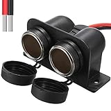 BREADEEP Cigarette Lighter Socket 12V Waterproof Dual Power Plug Outlet with Wire for Car Motorcycle Scooter Boat ATV Rv