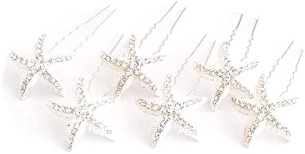 Crystal Starfish Hair Pins Evening Cocktail Party Beach Wedding Set of 6 AMORE PROMISE
