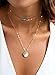 Boosic Double Chain Turquoise Choker Beaded Necklace with Disc Pendant